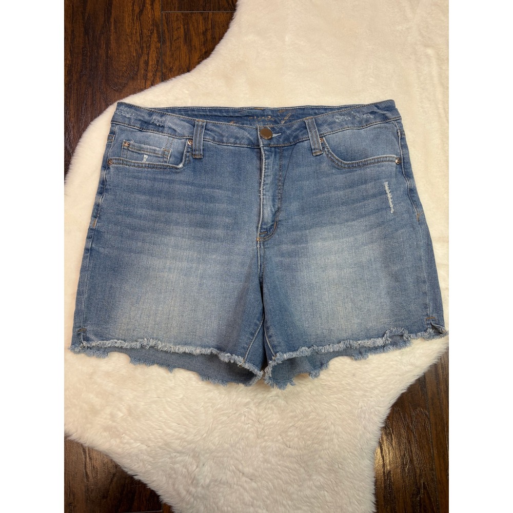 Seven7 Weekend Short 14 Light Wash Raw Hem Distressed Stretch Denim Women